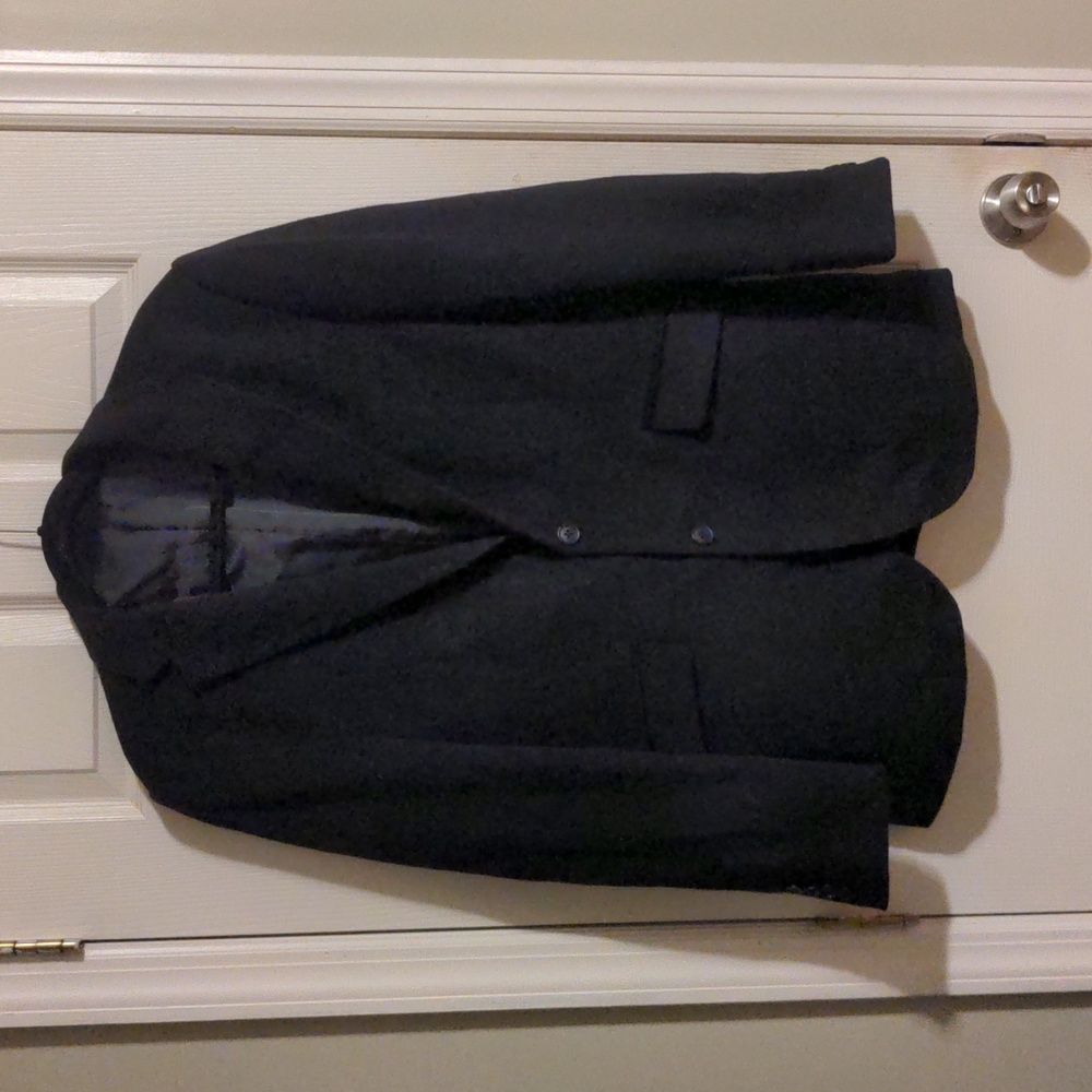 Verafied Black Wool Blazer M/L Single Breasted Boxy Winter Oversized